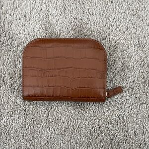Sezane Brown Croc-Embossed Wallet